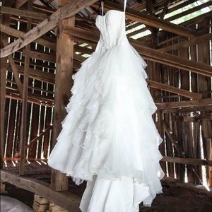 Wedding gown with under skirt and veil